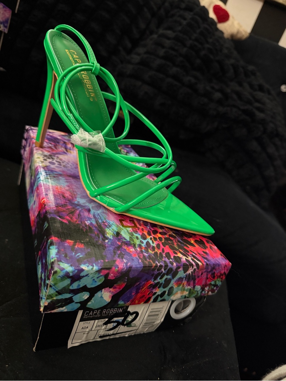 Cape Robbin Neon Green Strappy Pointed-Toe Stiletto
